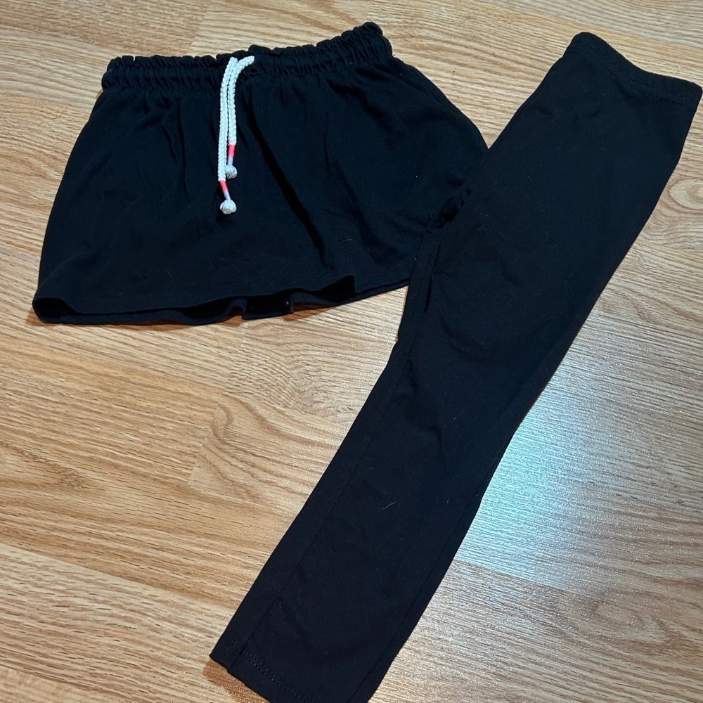 Cat & Jack Skort and Garanimals Leggings Set Black Toddler Girls 4T Bundle